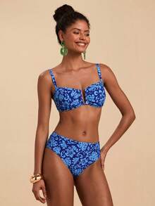 Travachic Women's All-Over Print Spaghetti Strap Bikini Set - Blue - View 3