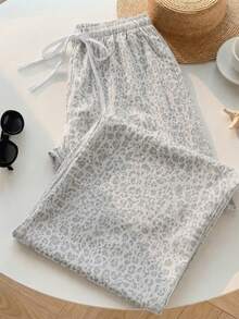 SHEIN EZwear Quần ống đứng buộc eo dáng rộng dành cho nữ, thích hợp cho mùa hè. - Nhiều màu - Xem 5