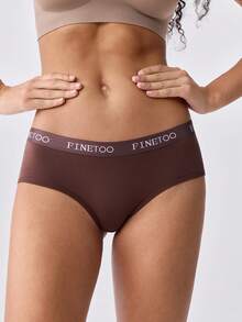 Loungeista 5pcs Women Plain Color & Letter Print Elastic Band Comfortable Simplistic Bikini Briefs - Multicolor - View 3