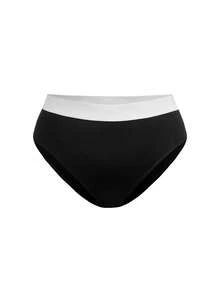 SHEIN 大码女士撞色休闲舒适内衣套装 - 黑與白 - 查看 3