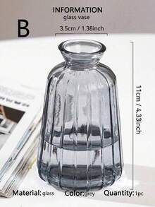 Jarrón de vidrio hidropónico mini creativo para plantas verdes y flores frescas, decoración de mesa - Gris - Ver 7