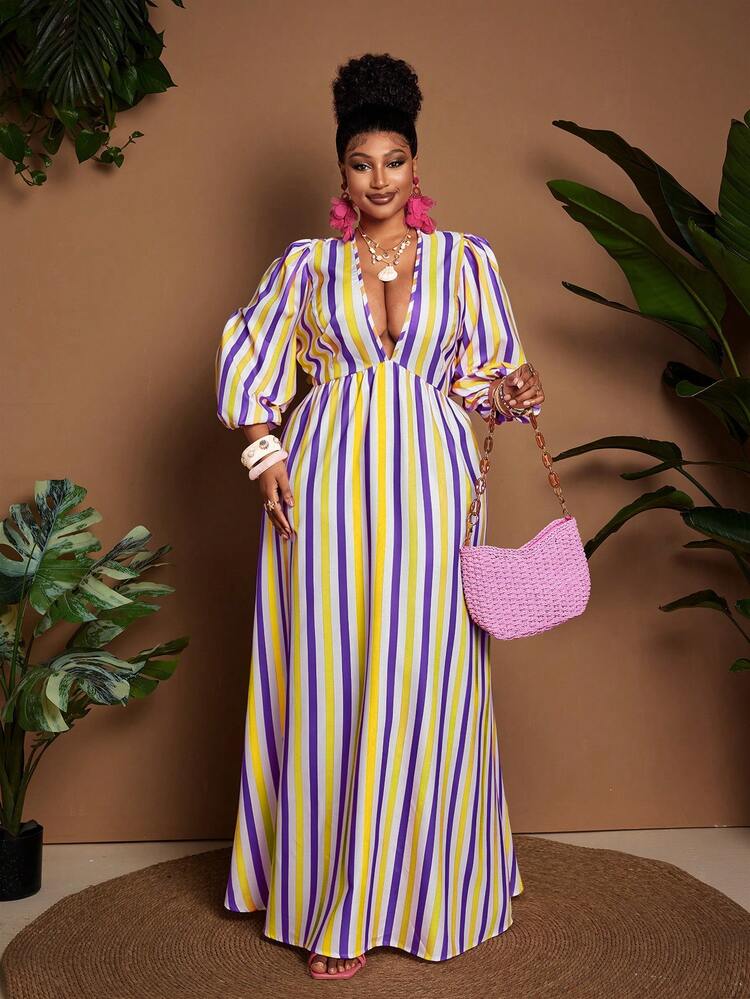long sleeve striped dress knitted fabric The WFH Dress - Blue/White