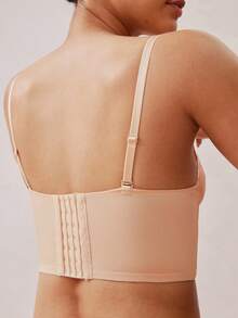 Veilyse Áo croptop cúp ngực không dây màu be dành cho nữ - Dây đeo có thể tháo rời, thích hợp mặc đi nghỉ mát. - Màu be - Xem 2