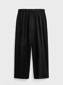 EASEVO Plus Size Men's Solid Color Pleated Pocket Casual Pants - Black - View 7