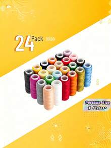 24rolls Mixed Color Sewing Thread Set,For Hand Sewing And Machine Sewing Use, Colorful Polyester Thread Set,Ideal For Emergency And Travel, DIY And Home And Creative Art - Multicolor - View 1