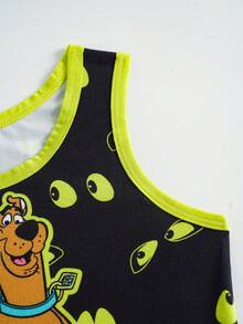SCOOBY-DOO X SHEIN 2件/組 男童卡通印花寬鬆版型無袖背心，夏季 - 黑色 - 查看 6