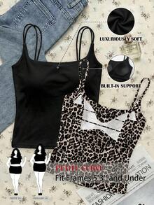 SHEIN PETITE CURVE Áo camisole mùa hè cỡ lớn, đa năng, có đệm mút, ôm sát, không lưng. - Nhiều màu - Xem 2