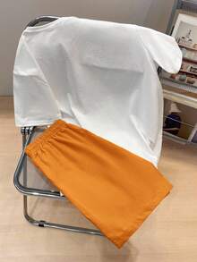 Manfinity Joysei Men's Standard Size White T-Shirt And Orange Shorts Set, Holiday - Multicolor - View 3