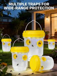 1/2/3pcs Round PP Wasp Trap, Outdoor Hanging Bee Trap Box, Reusable Insect Trap, Plastic Materials, Bees And Wasps To Deter Killers - A - View 6