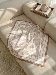 Resyla 1 Peça Lenço Quadrado de Cetim de 70cm x 70cm, Lenço Estampado Feminino, Pode Ser Usado Como Faixa de Cabeça, Elástico de Cabelo, Xale, Lenço de Pescoço, Acessório de Moda Adequado para Vestidos - Caqui - Visão 2
