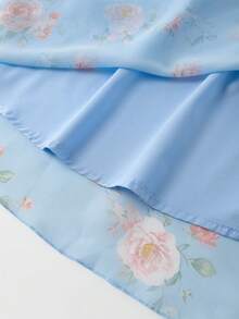Franclia Chân váy xếp ly bằng vải chiffon họa tiết hoa màu xanh dương dành cho nữ, kiểu dáng suông cạp cao, chất liệu mềm mại, hàng mới về mùa hè 2026. - Màu xanh nhạt - Xem 3