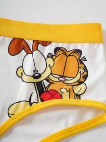 GARFIELD | SHEIN Cartoon Print Contrast Trim Briefs - Black and White - View 7