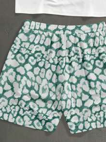 StoneGrade Áo thun ngắn tay thời trang họa tiết da báo lượn sóng màu xanh bạc hà, in hình cúp vô địch quần vợt Mỹ cổ điển, dáng rộng thoải mái, thích hợp cho hẹn hò và tụ họp, món quà lý tưởng cho bạn trai. - Màu xanh Bạc hà - Xem 4