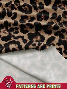 SHEIN PETITE CURVE 大码女式休闲简约豹纹连体衣，适合春夏海滩穿着及休闲外出 - 彩色 - 查看 5