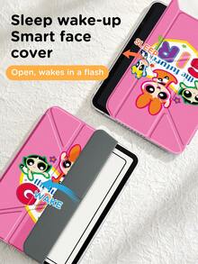 THE POWERPUFF GIRLS X SHEIN 适用于 iPad (A16) 11 英寸第 11 代（2025 年款）/ iPad 第 10 代、iPad Pro 2020/2021 11 英寸、iPad 7/8/9 代、Galaxy Tab A9 Plus 的保护套，采用高端质感，支持 3+Y 折叠，具备自动唤醒/睡眠功能和内置笔槽，防震保护套。 - 彩色 - 查看 7