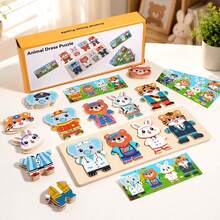 MINKOJA Wooden Animal Dress‑Up Toy Set For Kids, Logical Thinking & Parent‑Child Interactive Game, Suitable For Boys & Girls Over 18 Months Old - Multicolor - View 8