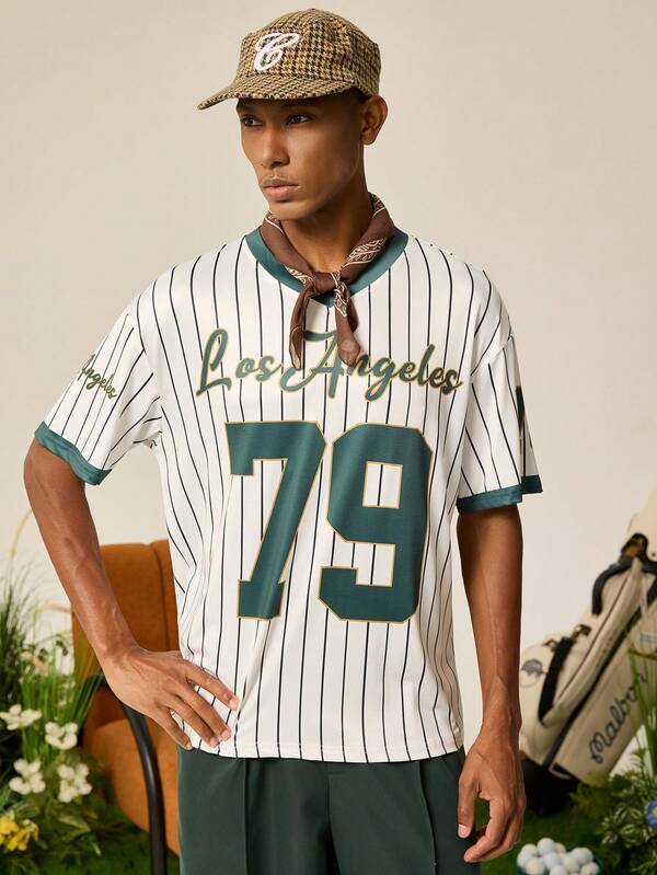 Tonviero Men's Loose Fit Sports Style Oversized Graphic T-Shirt Baseball Jersey Men Baseball Shirt Baseball Tshirt