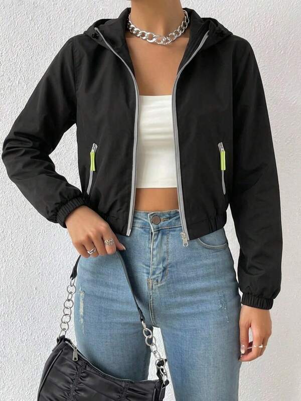 Chamarra cortavientos casual para mujer, impermeable ligera Chaqueta deportiva transpirable Con capucha impermeable y cordón para mujer, de estilo casual para primavera y verano, para actividades al aire libre Casual
