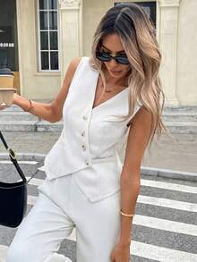 Serisse Women's Solid V-Neck Casual Versatile Daily Wear Shirt - White - View 5