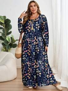 EMERY ROSE Plus Size Long Sleeve Round Neck Dress, Suitable For Autumn/Winter Summer Outfit For Women  Casual Dresses For Women - Multicolor - View 6