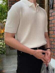 DAZY Men Ribbed Knit Top - White - View 4