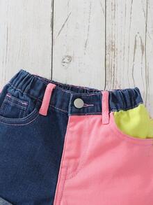 SHEIN Young Girl' Cute Multi-Color Denim Shorts - Multicolor - View 4