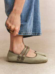 Rosivie Sepatu Loafer Datar Kasual Wanita dengan Desain Gesper, Serbaguna untuk Pemakaian Sehari-hari - Aprikot. - View 6