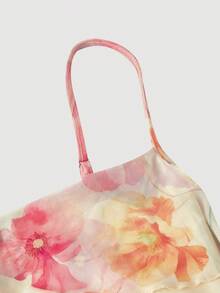 SHEIN MOD 女士渐变印花不对称领口交叉系带修身鱼尾吊带裙 - 彩色 - 查看 7