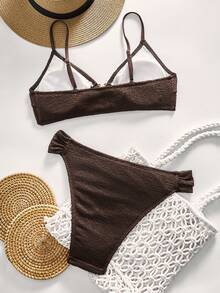 Oceva Bộ đồ bơi tankini nữ họa tiết vỏ sò kim loại - màu nâu - Xem 4