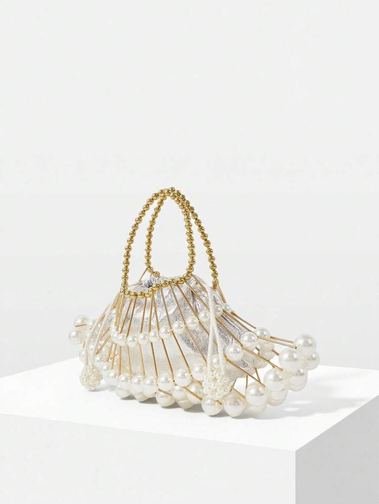 LADIES HANDBAG, PEARL HANDMADE DINNER BAG