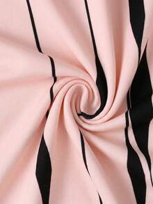 GlowEve Women's Casual Modest Color Block Round Neck Short Sleeve T-Shirt Summer Day Time Office Pink Stripe - Multicolor - View 8