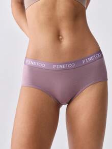 Loungeista 5pcs Women Plain Color & Letter Print Elastic Band Comfortable Simplistic Bikini Briefs - Multicolor - View 7