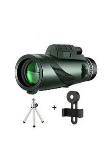 Telescopio de tubo único con zoom de alta definición 80x100, binoculares portátiles, telescopios de larga distancia, adecuados para caza y camping - Verde militar - Ver 3
