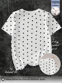 Tseoso Camiseta de mujer de manga corta con estampado de lunares vintage 95% algodón - Multicolor - Ver 5