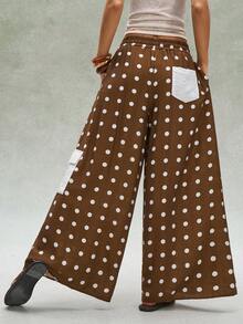 Bohemela Pantalones anchos de pierna ancha casuales de mujer con parches tejidos - Multicolor - Ver 7