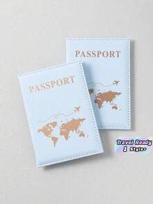 1. Ví đựng hộ chiếu bằng da PU màu xanh nhạt sáng tạo, có kẹp vé, kiểu dáng thời trang cho kỳ nghỉ, du lịch và bảo vệ hộ chiếu. - Màu xanh nhạt - Xem 1