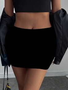 INAWLY Women's Sexy Mini Skirt, Spring/Summer - Black - View 5