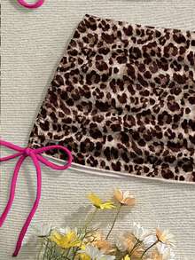 Conjunto de bikini con estampado floral, top con lazo en el cuello y falda pareo, estilo vacacional de playa para mujer - Multicolor 21 - Ver 3