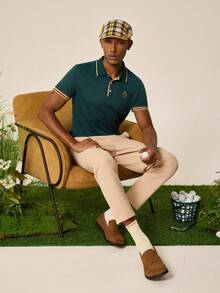 Tonviero Men Solid Color Simple Style Daily Dress Pants For Ceremony - Apricot - View 6