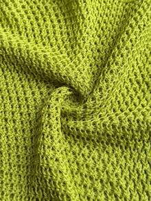 Maweii Plus Size Women's Knitwear, Brown V-Neck Sweater Vest, Metal Big Button Hollow Out Cardigan, Summer Casual Everyday Minimalist Knit Vest Gym - Green - View 7