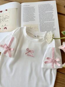 SHEIN 2件組女嬰幼兒0-3歲休閒百搭街頭風黑色T恤與長褲套裝 - 粉色 - 查看 8