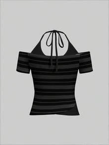 Attitoon Women's Skull Print Striped Casual Sleeveless Mock Neck T-Shirt - Multicolor - View 8
