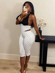 BamGleam Bộ đồ 2 mảnh gợi cảm mùa Xuân/Hè 2026 dành cho nữ, thích hợp cho kỳ nghỉ biển, hẹn hò hàng ngày, họa tiết chấm bi phối ren và áo hai dây. - Đen và trắng - Xem 5