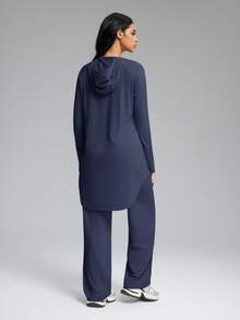 Innovista Damen Einfarbiger minimalistischer täglicher Langarm-Top und Hose Sportanzug - Blau - Übersicht 4