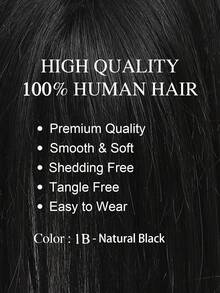 10英寸女士真人发片，适合头发稀疏的女性，带刘海，可夹式佩戴 - Natural Black - 查看 2