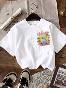Camiseta Casual Minimalista de Manga Corta y Cuello Redondo para Niñas, Ideal para el Verano - Blanco - Ver 2