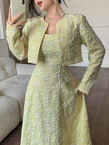 Modelyn Setelan Jacquard Wanita Elegan untuk Aktivitas Luar Ruangan - Hijau - View 7