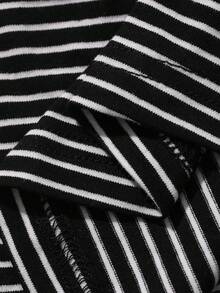 DAZY Women Striped Crew Neck Fitted Undershirt - Black and White - View 6