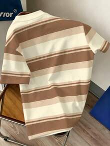 Manfinity Joysei Men's Casual Summer Holiday & Commute Letter Colorblock Striped Print Short Sleeve T-Shirt - Multicolor - View 2