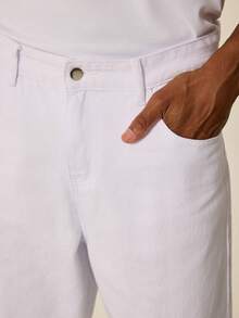 Tonviero Quần Jeans Nam Kiểu Dáng Đơn Giản Màu Trơn Đơn Giản Kiểu Dáng Thẳng - trắng - Xem 3